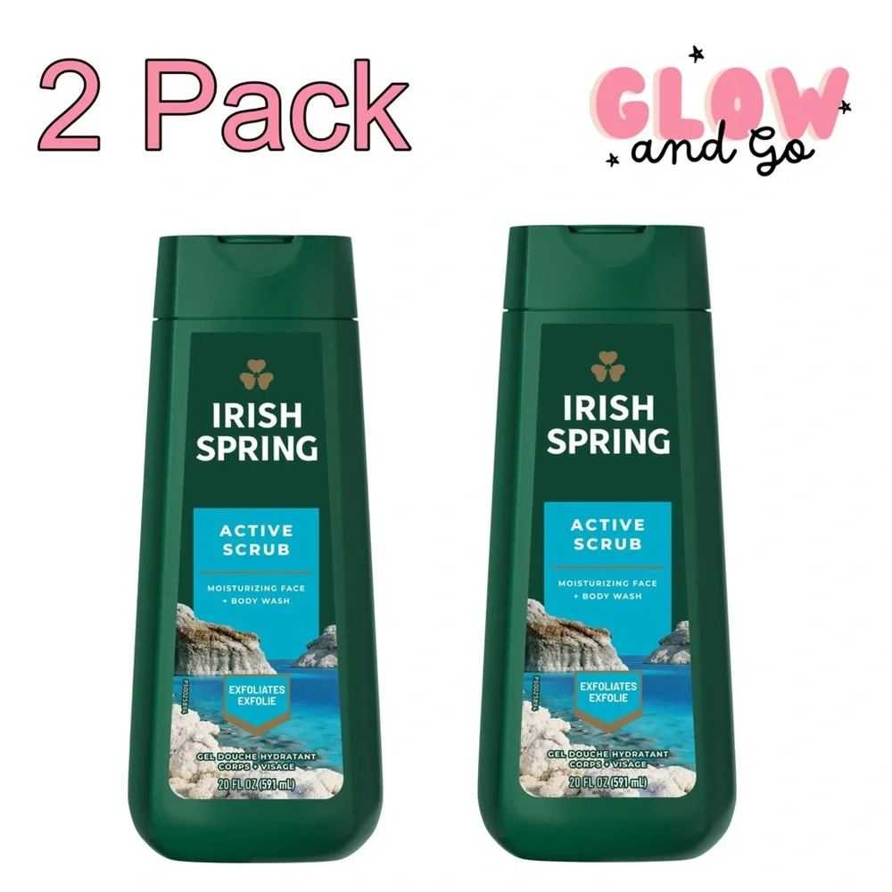 2 Pack Irish Spring Active Scrub Body Wash for Men, 20 Oz